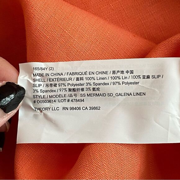 NWT Theory Bright Coral Galena Linen Midi Dress Size 2 - Picture 13 of 16